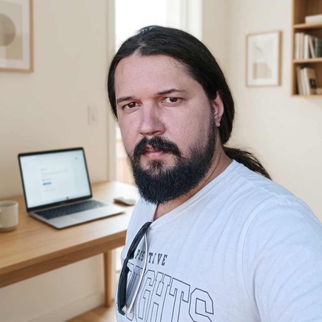 Luciano Palhares at his workspace