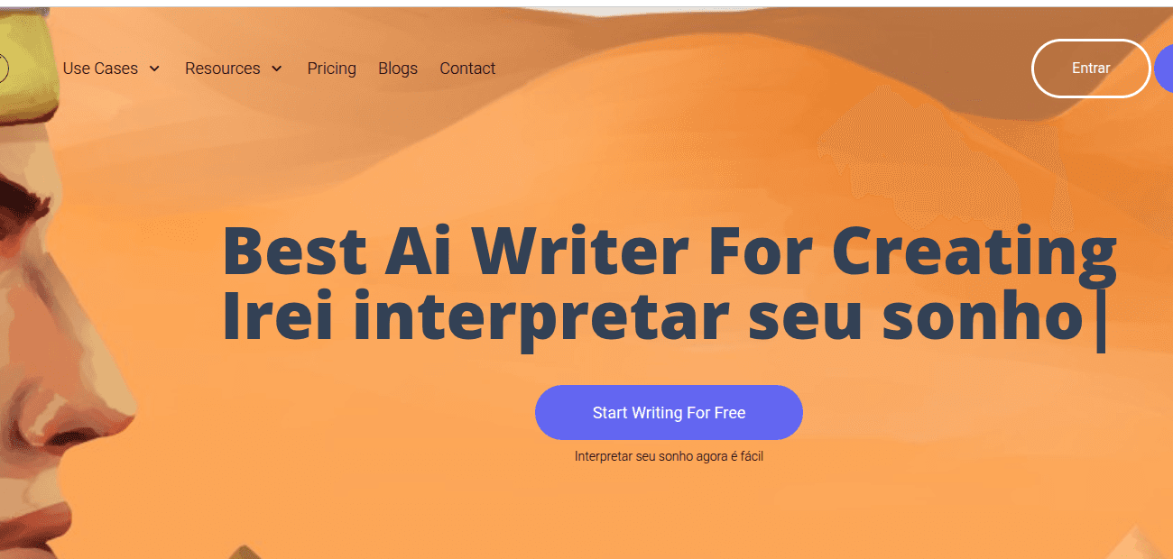 Interpretar Sonhos landing page without the browser frame
